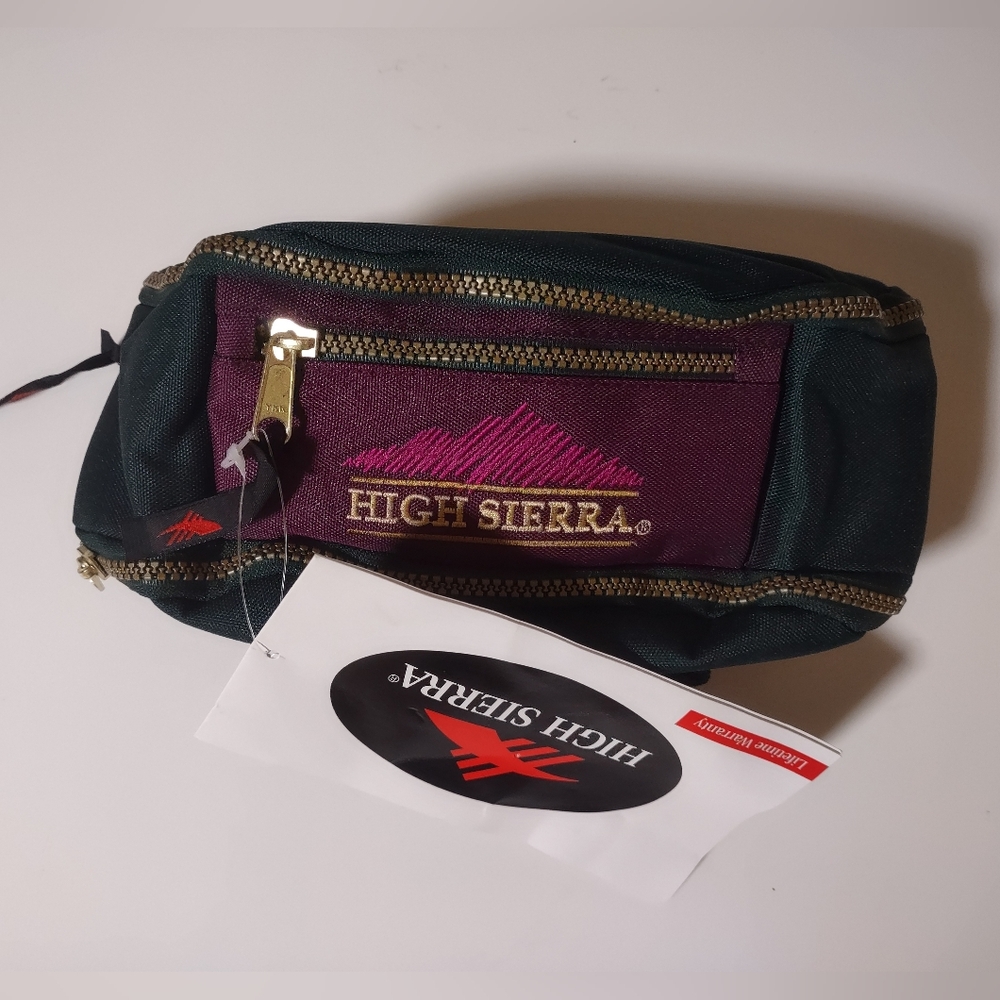 NWT Vintage 1990s High Sierra REI Fanny Pack Waist Pouch Belt Bag Burgundy Green